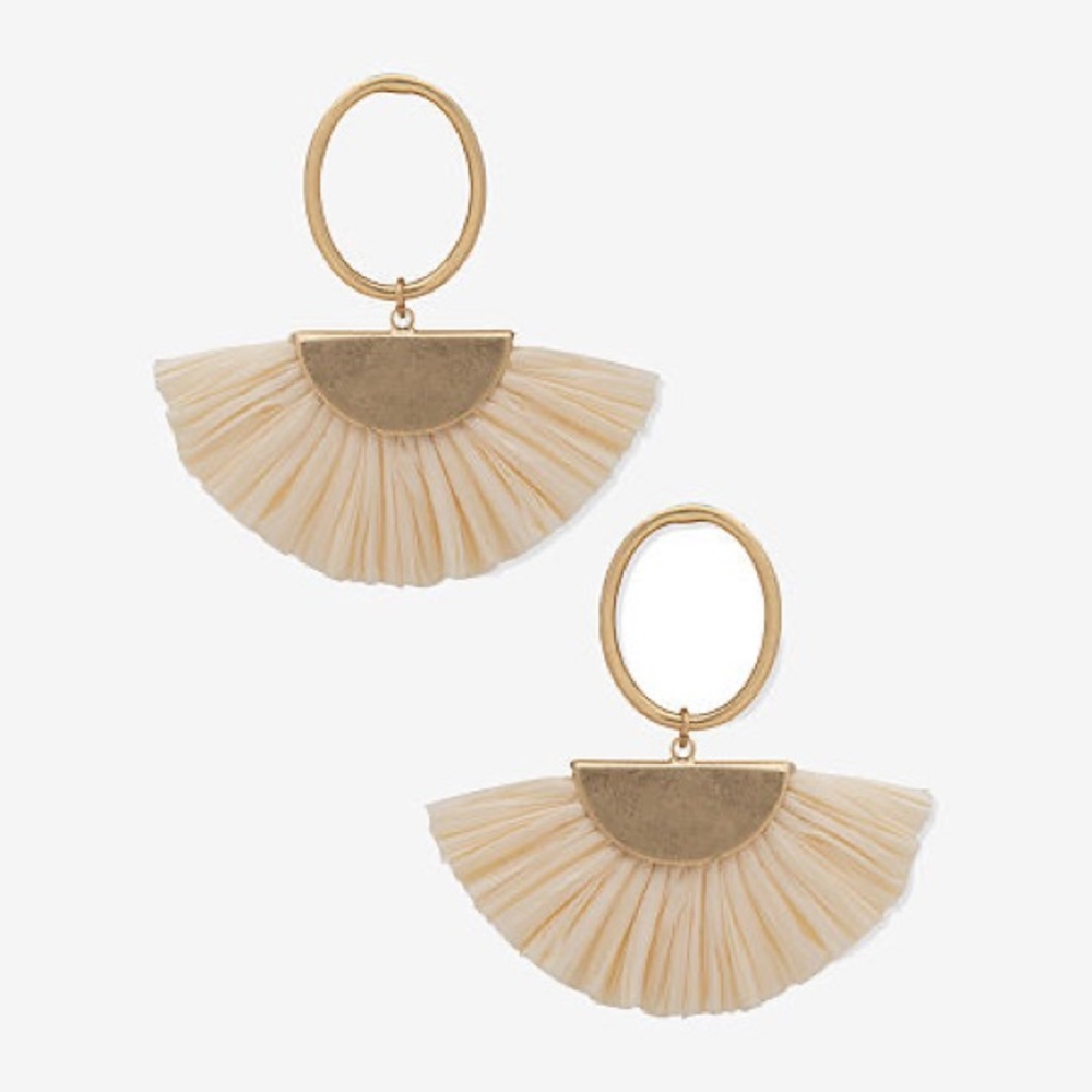 a.n.a Half Moon Drop Earrings, Hammered/Ivory